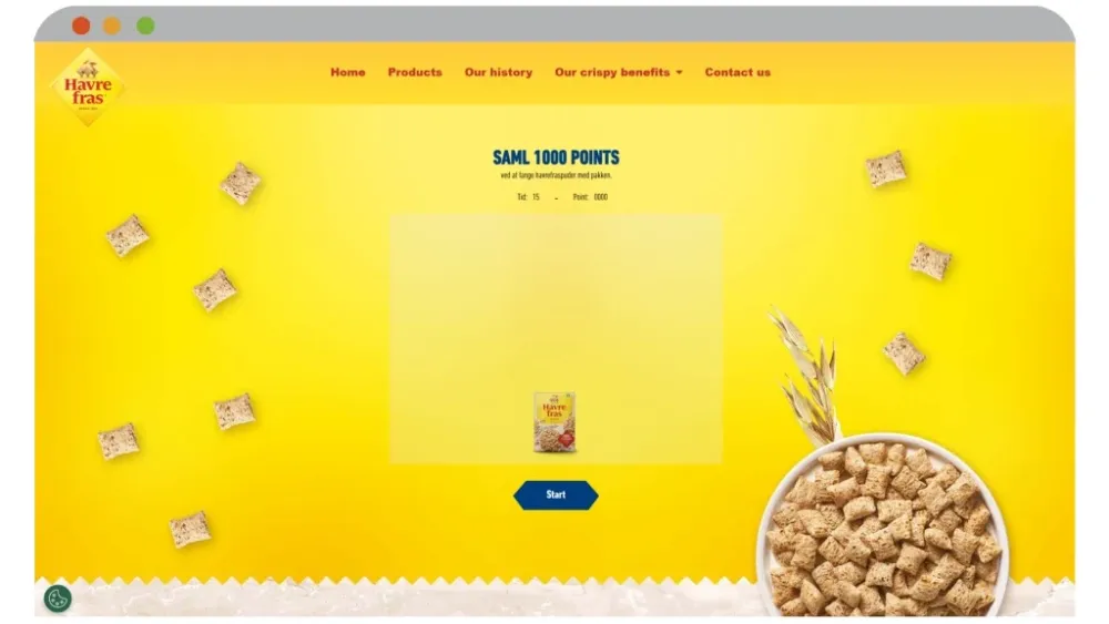 DAVA drop game where players catch spice products with a grill