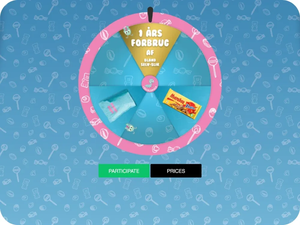 Laberlarven Wheel of Fortune with a year’s supply of pick-and-mix sweets as a prize