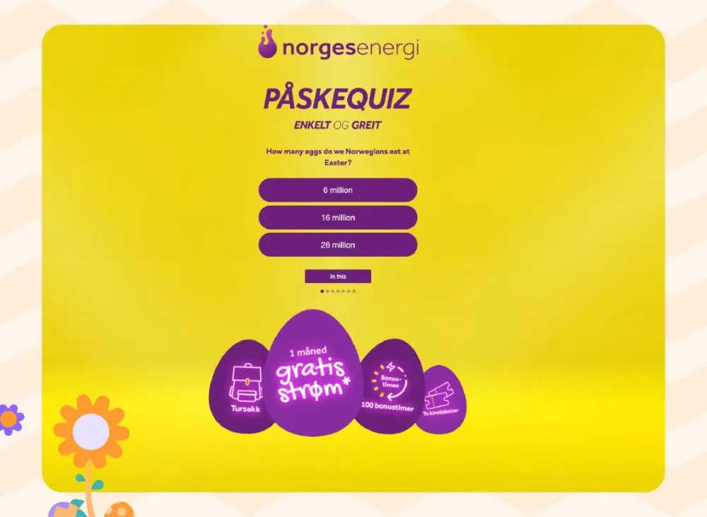 NorgesEnergi Easter quiz asking how many eggs Norwegians eat at Easter