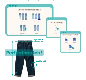 Product Match example: choosing a favourite jeans fit, length and waist height