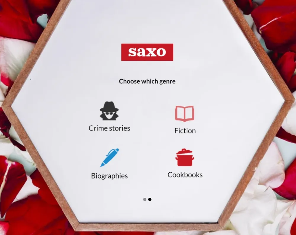 Saxo matchmaker question asking users to choose a book genre