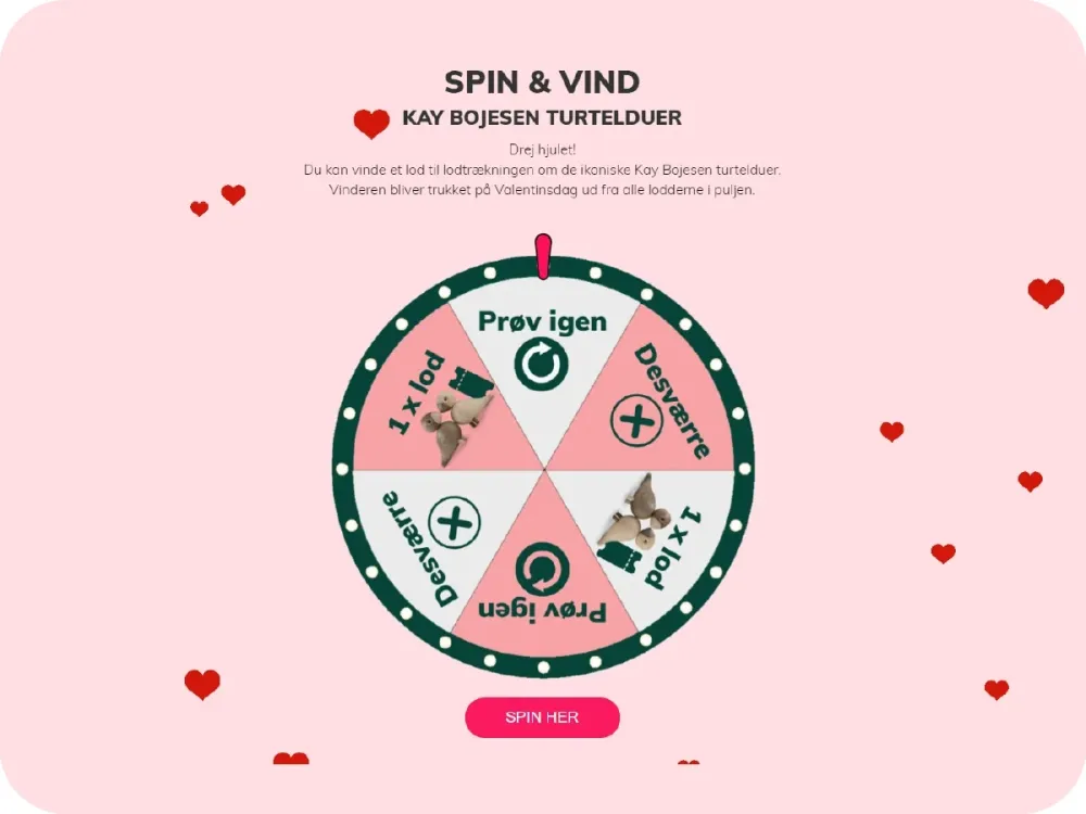 Velkommen Valentine’s Spin the Wheel to win Kay Bojesen turtle doves