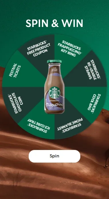 A Starbucks spin-the-wheel campaign made with Scratcher