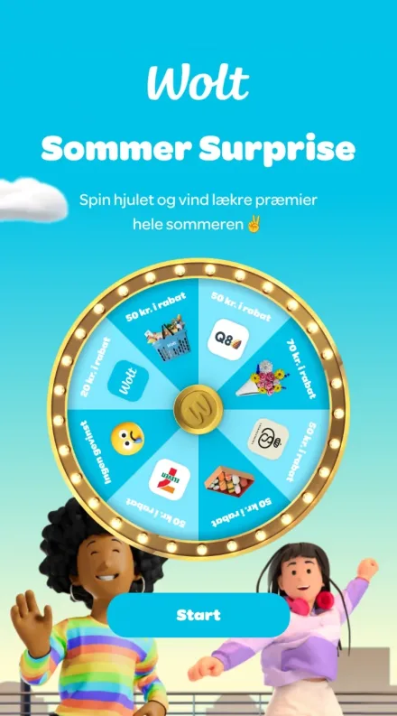 Wolt Sommer Surprise: a spin-the-wheel campaign on a phone