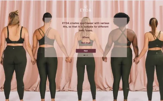 EYDA quiz over a photo of five women in sportswear holding hands