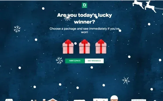 Deichmann Christmas game where players choose one of three gift boxes to win