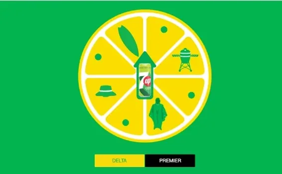 7Up lemon-slice wheel of fortune with summer prizes like a grill and hat
