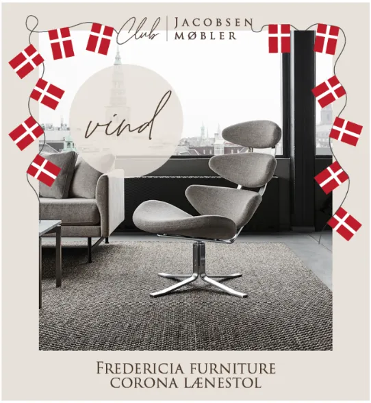 Jacobsen Møbler club campaign ad to win a Fredericia Corona lounge chair