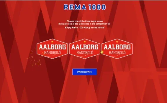 REMA 1000 sponsor game where fans pick one of three Aalborg Håndbold logos