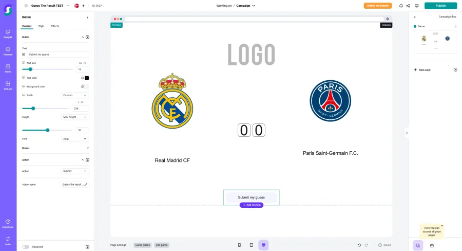 About the guess the result game