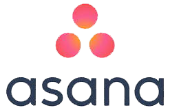 logo of one of the possible integrations: asana, three red dots, black "asana"