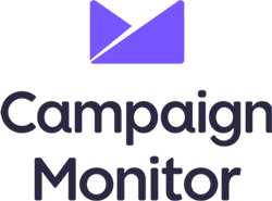 logo of one of the possible integrations: campaign monitor, black "campaign monitor", purple logo