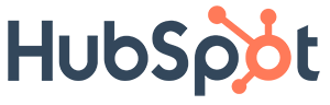 logo of one of the possible integrations: Hubspot, blue "hubspot", red "o"