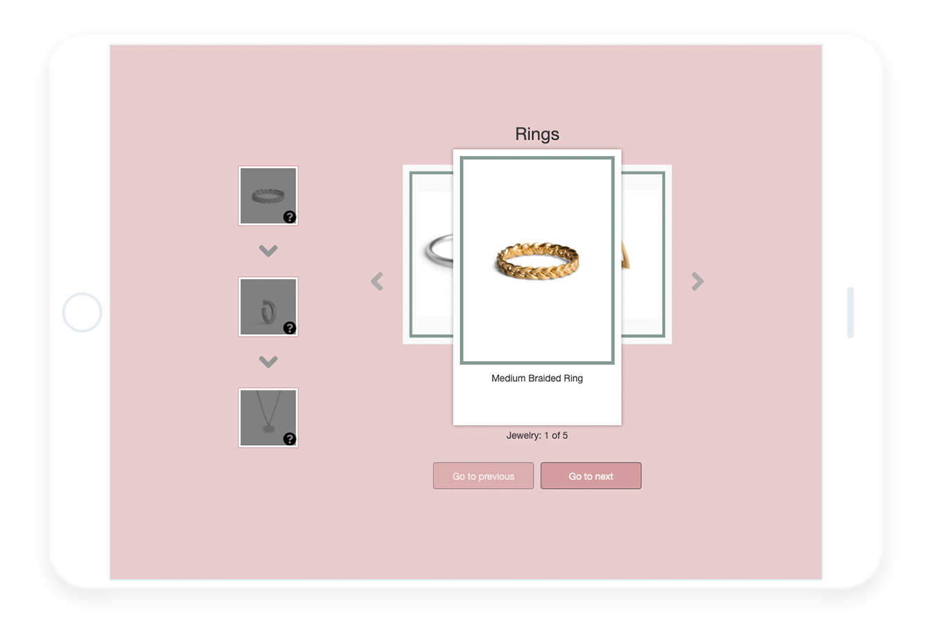 Different jewelry appears on the image, in a product swipe mode. Campaign made for Aveny