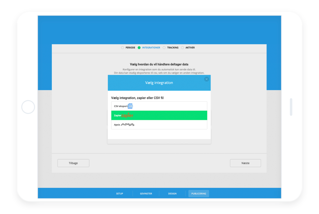 step 3 of the integration process. list of possible action to be taken. integrations continue