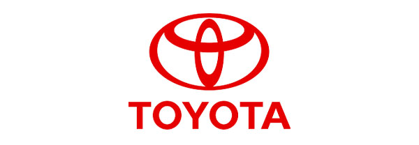 logo of toyota, red inscription