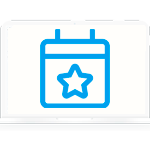 Star in a calendar page, made of blue lines