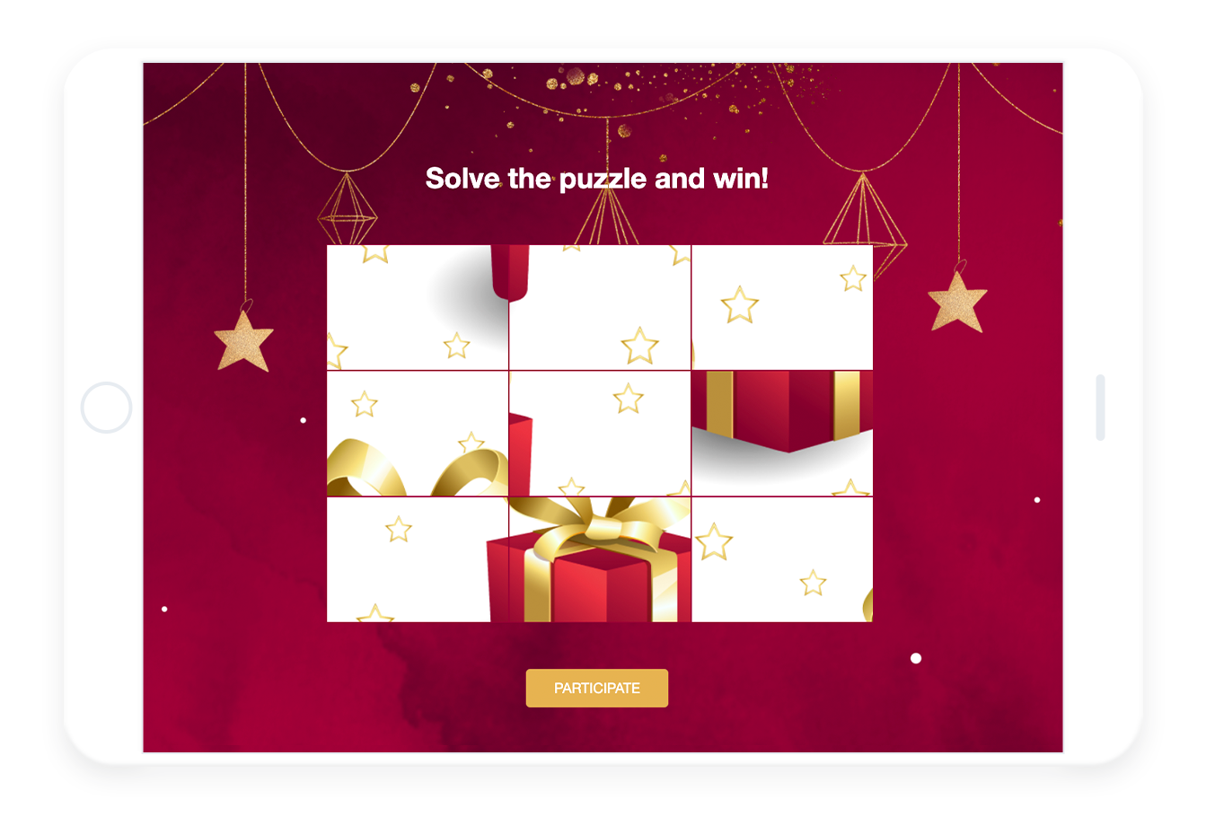 Puzzle of a present. red background