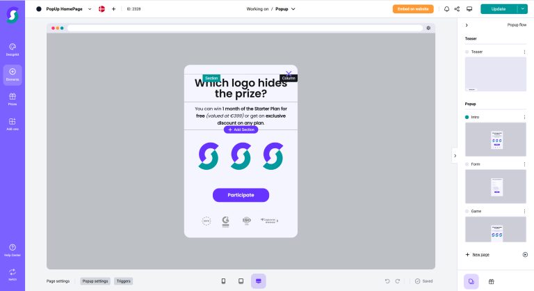 Pop-ups editor