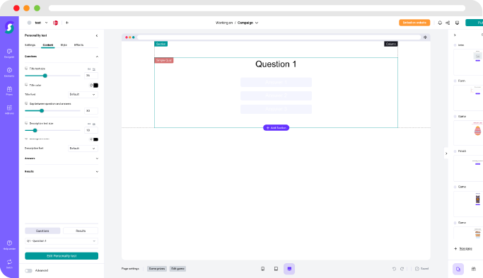 Persönlichkeitstest - Funktionen