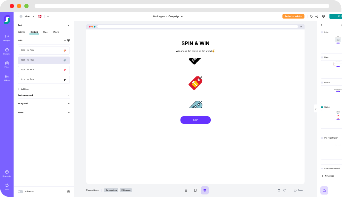 Reel Game - Funktionen