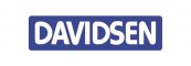 logo of davidsen, blue background, white inscription