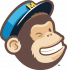 logo of one of the possible integrations: mailchimp. A smiling chimp with blue hat blinks